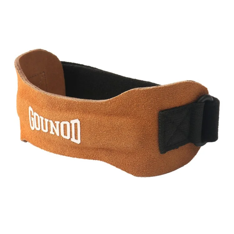 GOUNOD H15 1Pc Sports Compression Knee Strap Double Layer Cowhide Leather Patella Support for Running / Cycling - Brown
