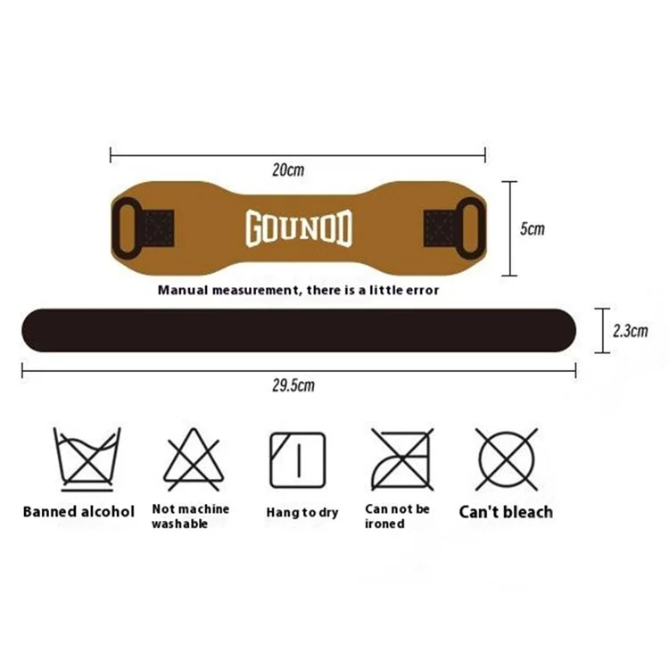 GOUNOD H15 1Pc Sports Compression Knee Strap Double Layer Cowhide Leather Patella Support for Running / Cycling - Brown