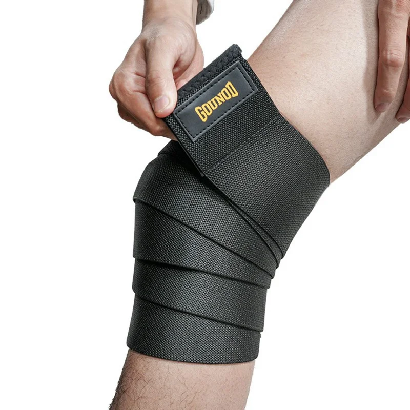 GOUNOD HJ062 1Pc Knee Support Compression Wrap Fitness Weightlifting Powerlifting Squat Knee Brace - M