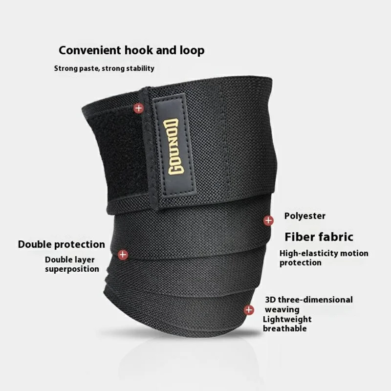 GOUNOD HJ062 1Pc Knee Support Compression Wrap Fitness Weightlifting Powerlifting Squat Knee Brace - M