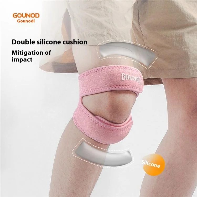 GOUNOD HJ0121 1 Paire de Genouillères de Sport Absorption des Chocs Soutien Rotulien Respirant Compression Protection du Genou - Rose