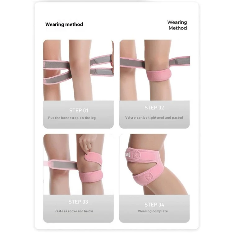 GOUNOD HJ0121 1 Paire de Genouillères de Sport Absorption des Chocs Soutien Rotulien Respirant Compression Protection du Genou - Rose