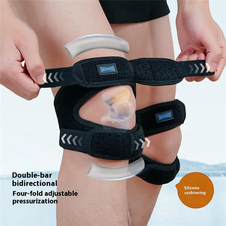 GOUNOD HJ089 1 Paire Genouillère de Soutien Rotulien Mixte Sports Course Running Fitness Protection Compression - Noir