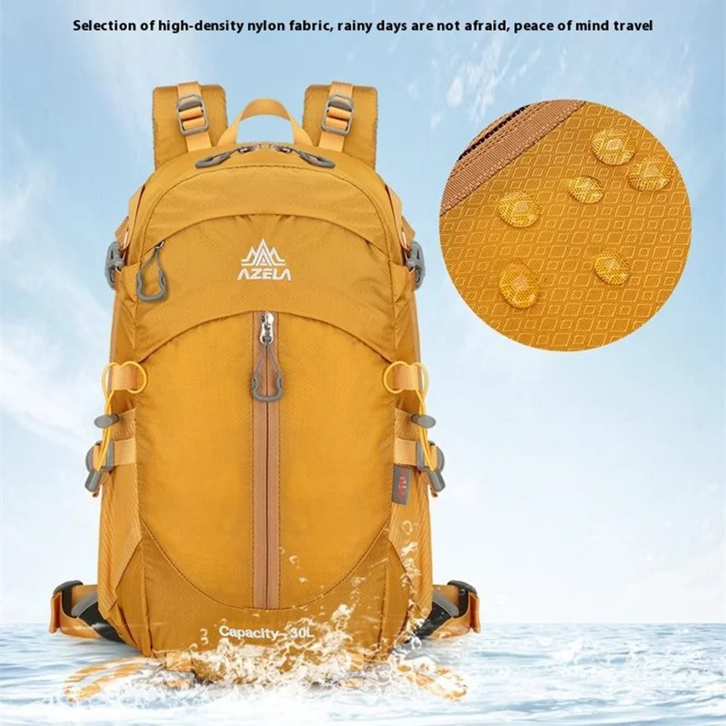 AZELA A13805 Hiking Camping Travel 30L Lightweight Backpack Water Resistant Nylon Outdoor Daypack - Yellow