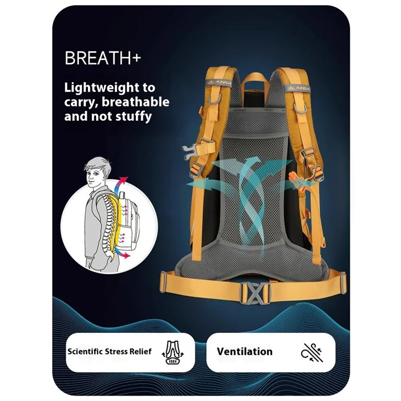 AZELA A13805 Hiking Camping Travel 30L Lightweight Backpack Water Resistant Nylon Outdoor Daypack - Grey