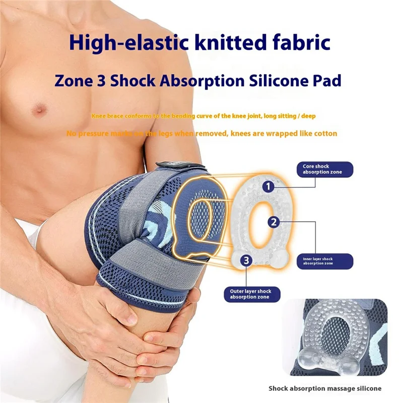 VILICO AB160 1Pc Sports Knee Brace Breathable Double Compression Straps Joint Support Knee Sleeve - Navy Blue / M