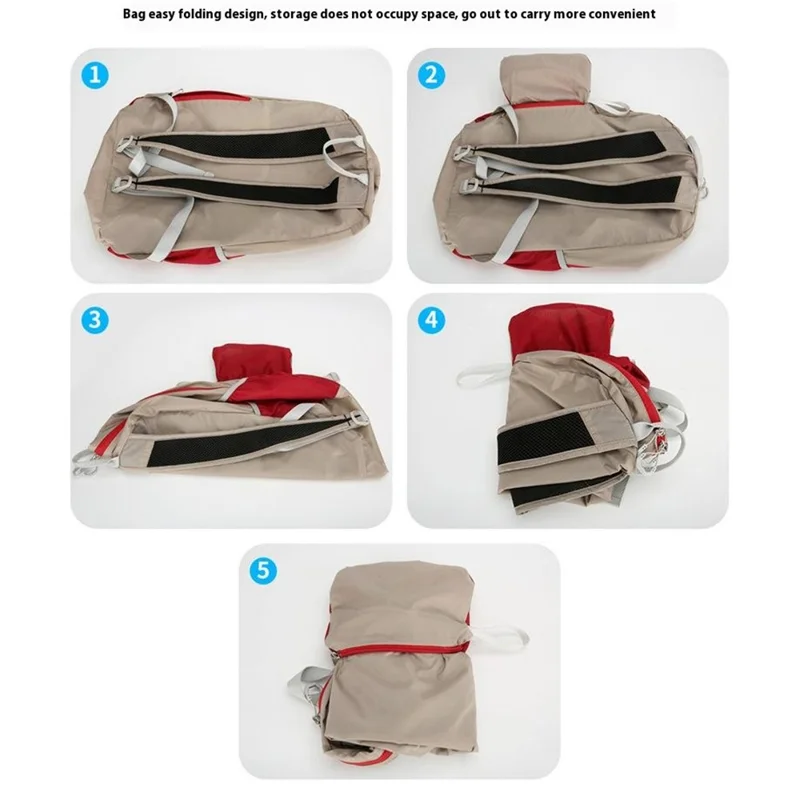 AZELA A1341 Leichter zusammenklappbarer Rucksack Wasserdicht Nylon Schultertasche für Outdoor Wandern Camping - Khaki