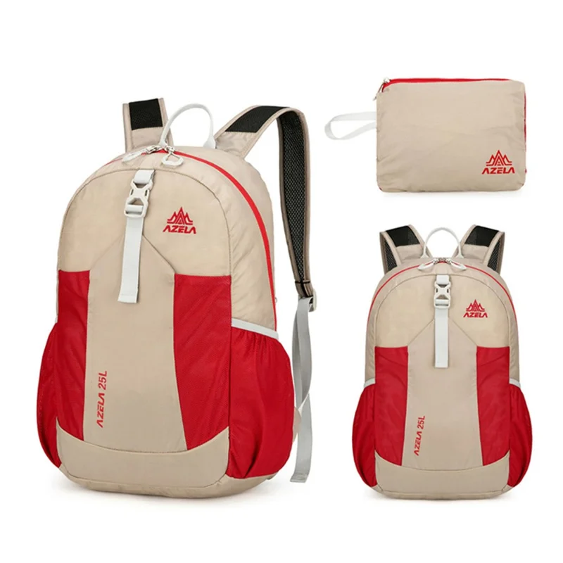 AZELA A1341 Leichter zusammenklappbarer Rucksack Wasserdicht Nylon Schultertasche für Outdoor Wandern Camping - Khaki