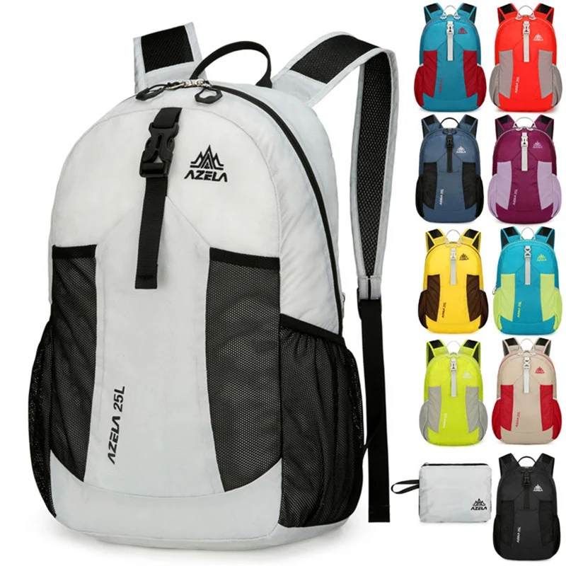 AZELA A1341 Lightweight Foldable Backpack Waterproof Nylon Shoulder Bag for Outdoor Hiking Camping - Dark Blue