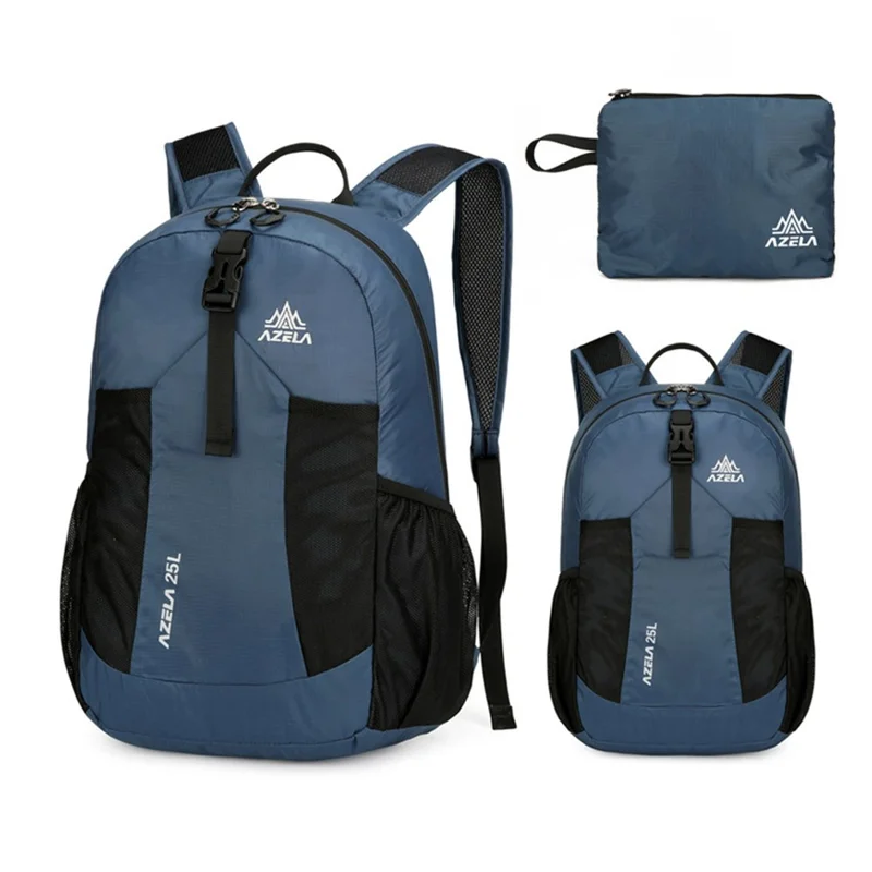 AZELA A1341 Lightweight Foldable Backpack Waterproof Nylon Shoulder Bag for Outdoor Hiking Camping - Dark Blue