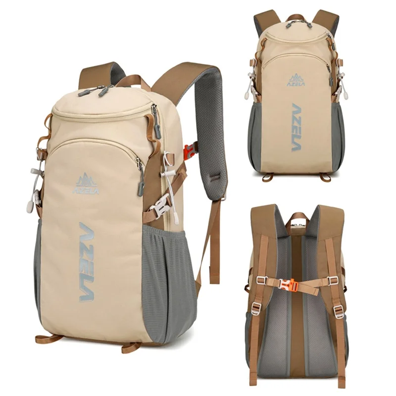 AZELA A1323 Large Capacity Lightweight Outdoor Sports Backpack Waterproof Nylon Hiking Daypack - Khaki