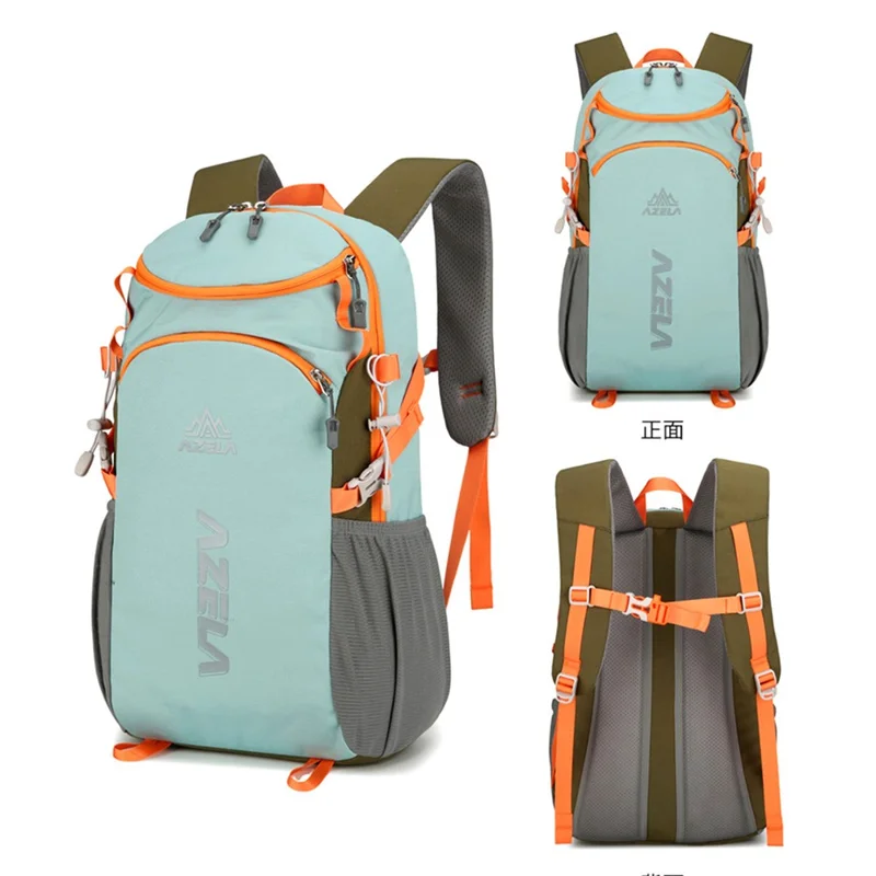AZELA A1323 Mochila Deportiva de Gran Capacidad Ligera para Exteriores, Impermeable de Nailon para Senderismo - Azul Bebé