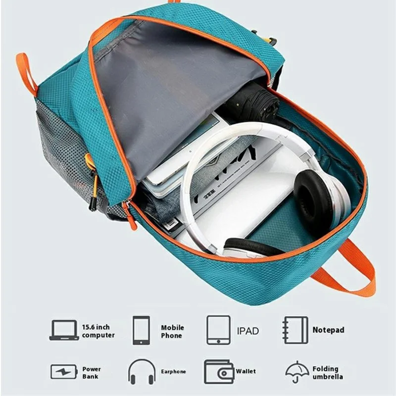 VANAHEIMR 528 Foldable Hiking Backpack Lightweight Polyester Laptop Storage Outdoor Travel Bag - Lake Blue