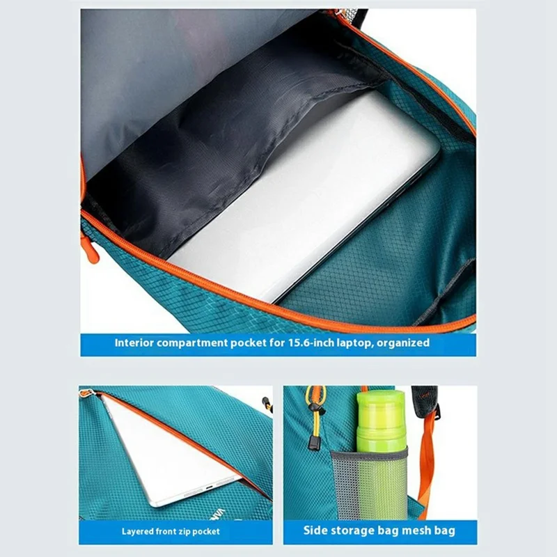 VANAHEIMR 528 Foldable Hiking Backpack Lightweight Polyester Laptop Storage Outdoor Travel Bag - Lake Blue
