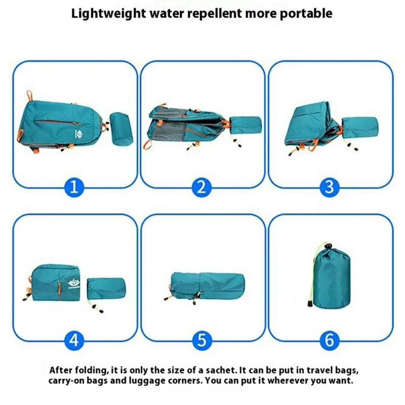 VANAHEIMR 528 Foldable Hiking Backpack Lightweight Polyester Laptop Storage Outdoor Travel Bag - Lake Blue