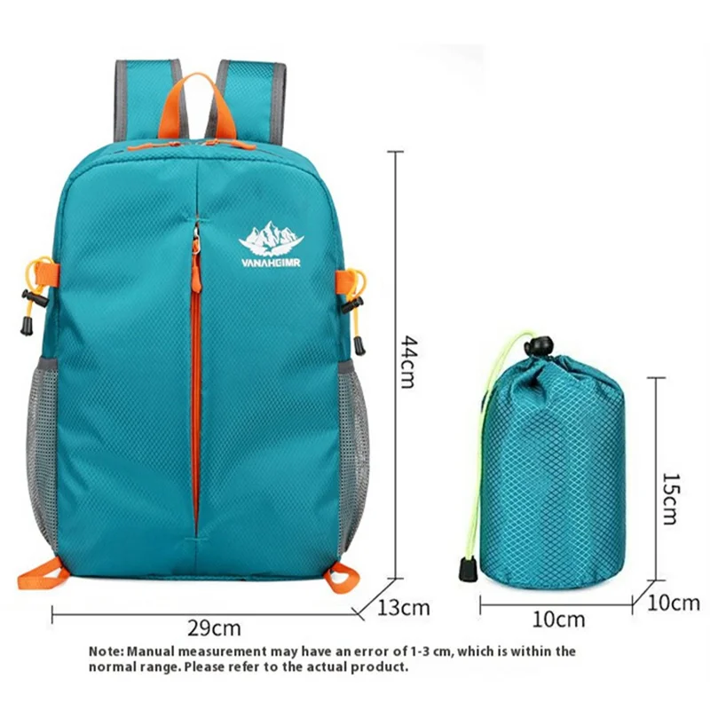 VANAHEIMR 528 Foldable Hiking Backpack Lightweight Polyester Laptop Storage Outdoor Travel Bag - Lake Blue