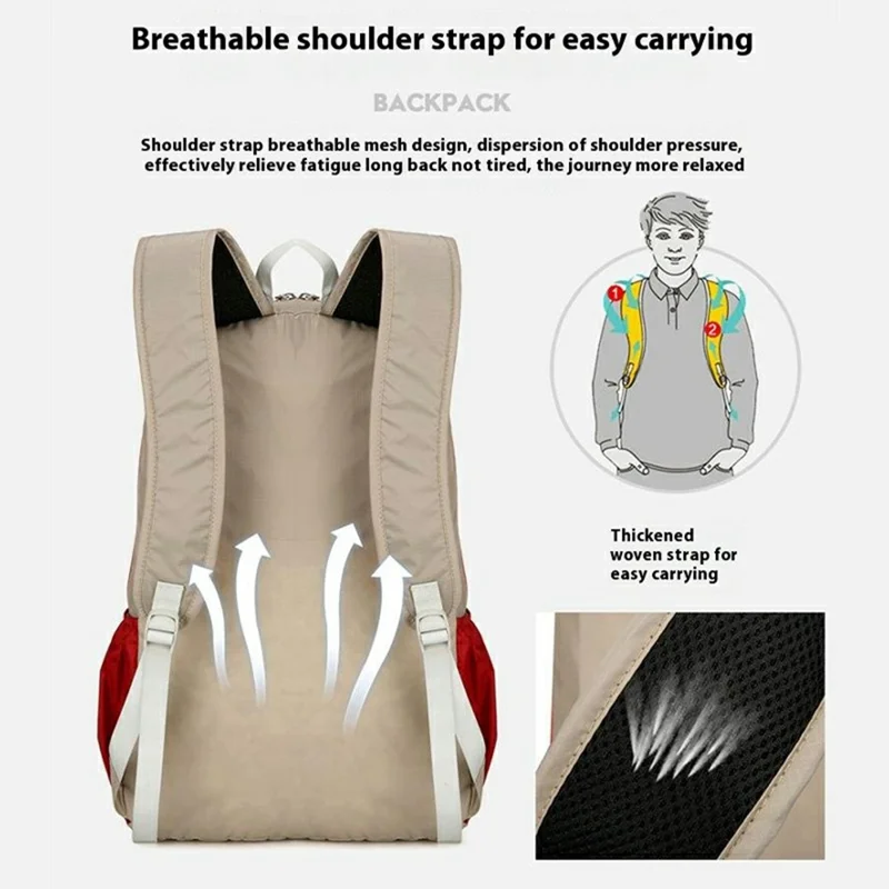 AZELA A1342 Letvægts rygsæk i nylon, foldbar, til udendørs vandring, klatring og rejser - Gul