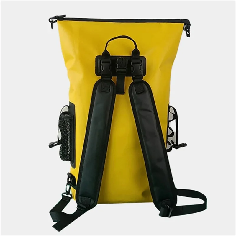 500D PVC Wasserdichter Outdoor-Rucksack 25L Doppelschultertasche für Schwimmen, Wandern, Strand, ?30x15,5x46cm - Gelb