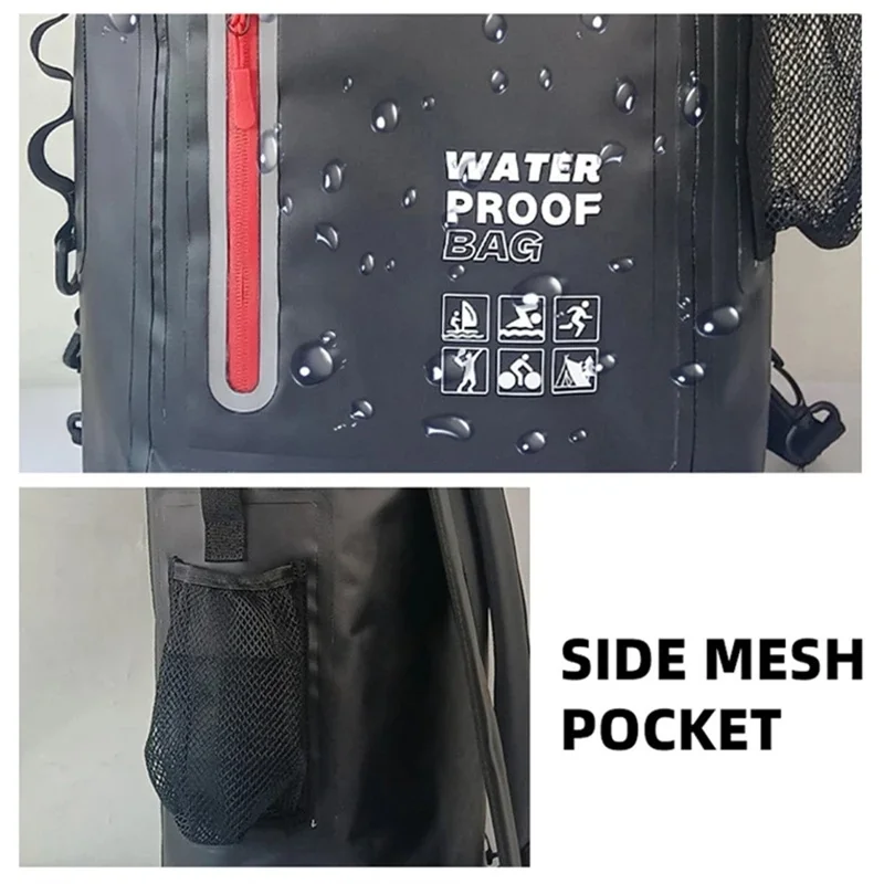 500D PVC Wasserdichter Outdoor-Rucksack 25L Doppelschultertasche für Schwimmen, Wandern, Strand, ?30x15,5x46cm - Gelb