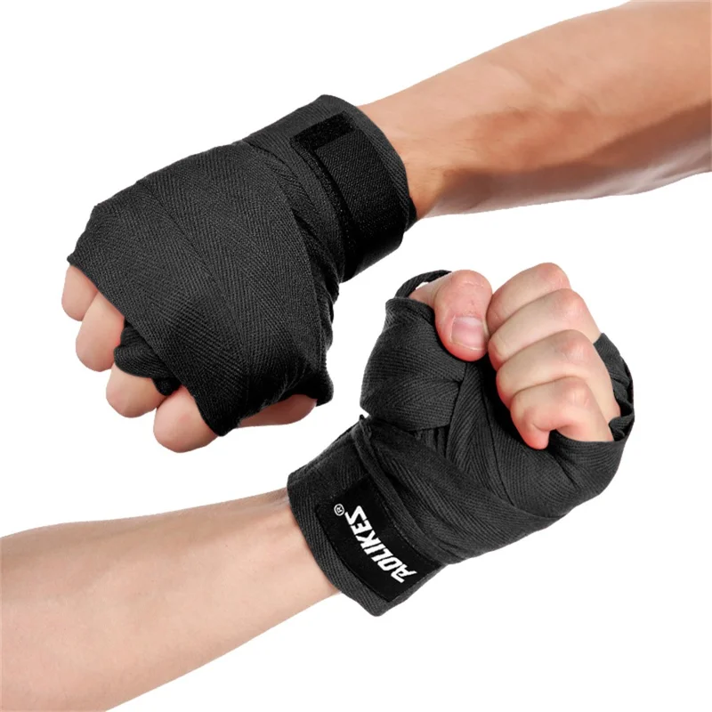 AOLIKES 1542 Vendas de Boxeo (2 Unidades) Elásticas Absorbentes de Sudor para Entrenamiento de Muay Thai, Antideslizantes, 150cm x 5cm - Negro