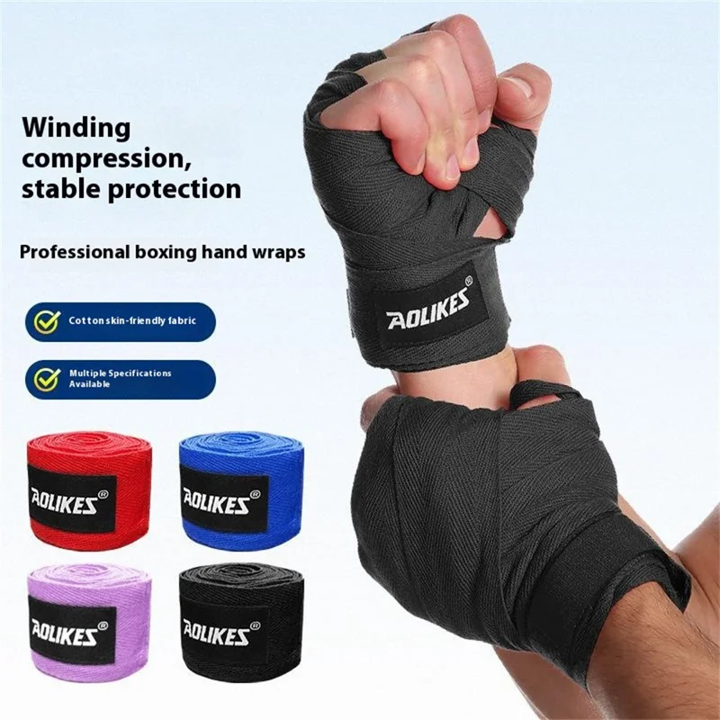 AOLIKES 1542 2 Vendas de Boxeo y Kickboxing Muay Thai para Entrenamiento, Absorbentes de Sudor, Antideslizantes, Elásticas, 300cm x 5cm - Negro