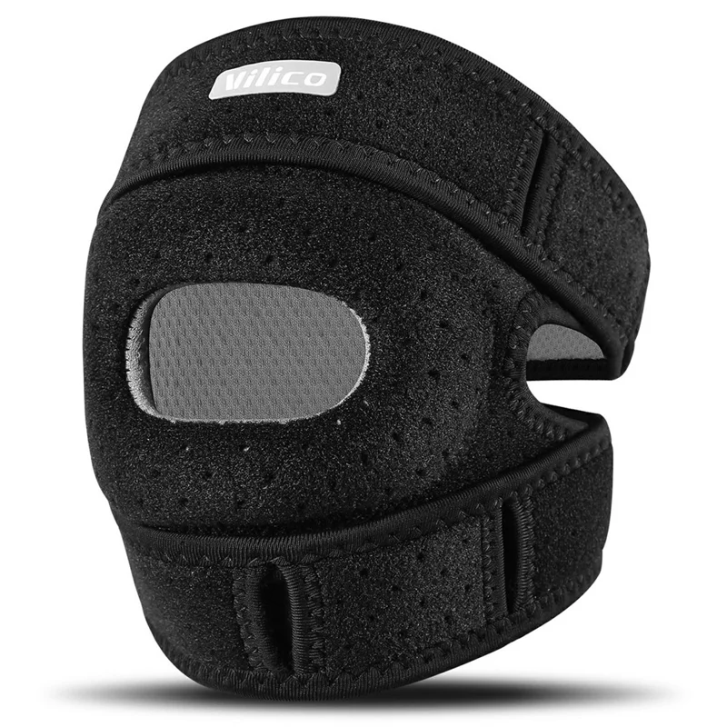 VILICO AB169 1Pc Professional Knee Brace for Running Jumping Rope Joint Support Patellar Strap Compression Wrap - Black  /  Grey
