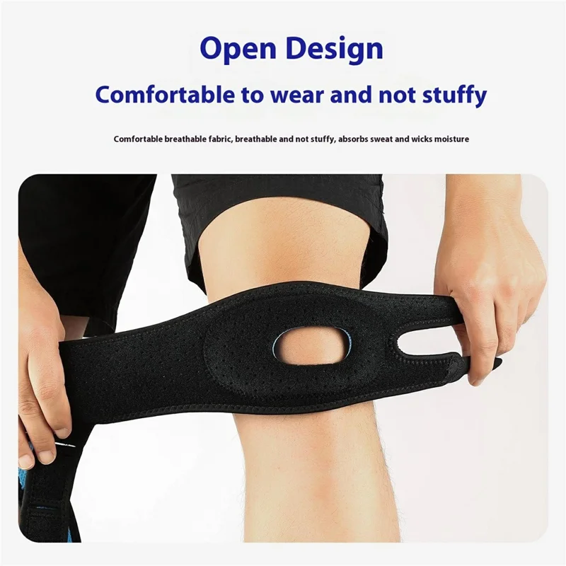 VILICO AB169 1Pc Professional Knee Brace for Running Jumping Rope Joint Support Patellar Strap Compression Wrap - Black  /  Grey