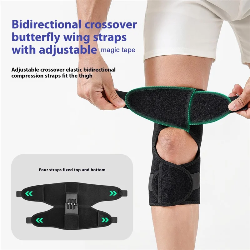 AB185 1 Stück Knie-Gelenk-Stützbandage Outdoor Wandern Sport Patella Schutz Verstellbare Kompressionsschiene - Schwarz
