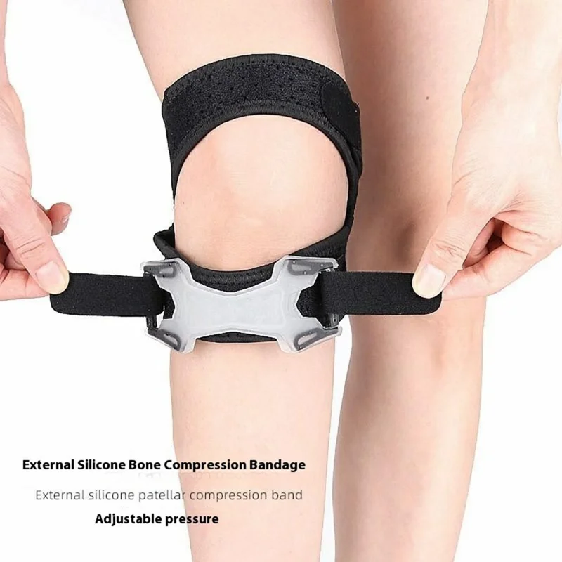 125 1Pc Double Knee Strap Patella Support Brace Adjustable Compression for Sports / Running / Gym - Black / S