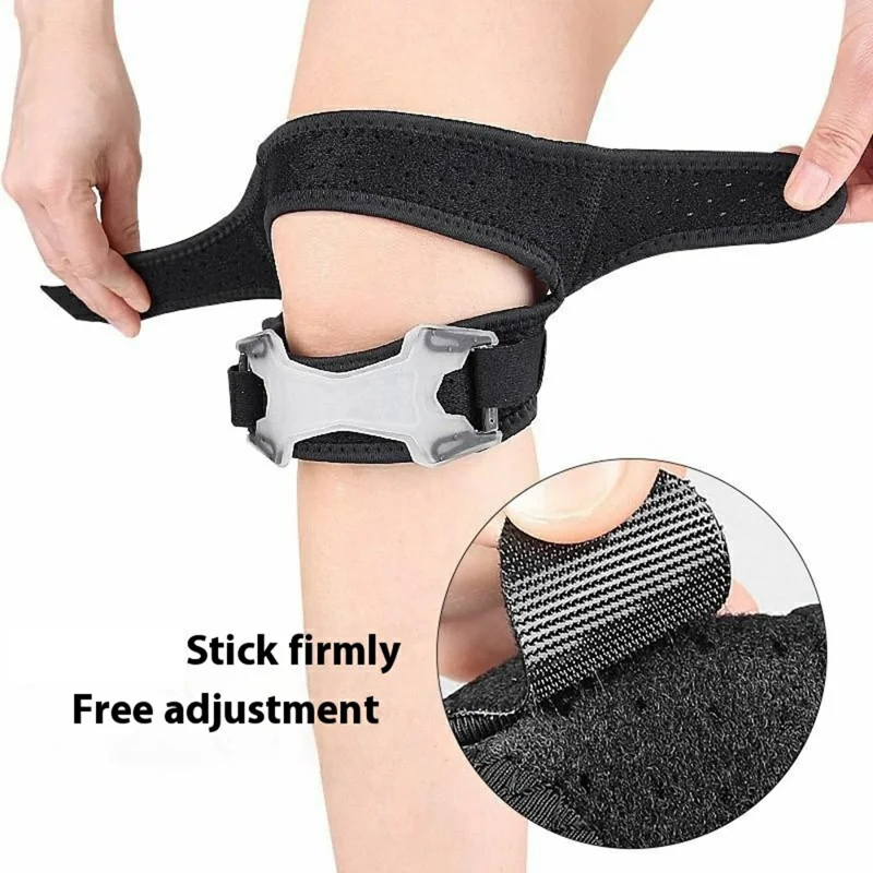 125 1Pc Double Knee Strap Patella Support Brace Adjustable Compression for Sports / Running / Gym - Black / S