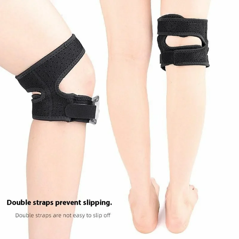 125 1Pc Double Knee Strap Patella Support Brace Adjustable Compression for Sports / Running / Gym - Black / S