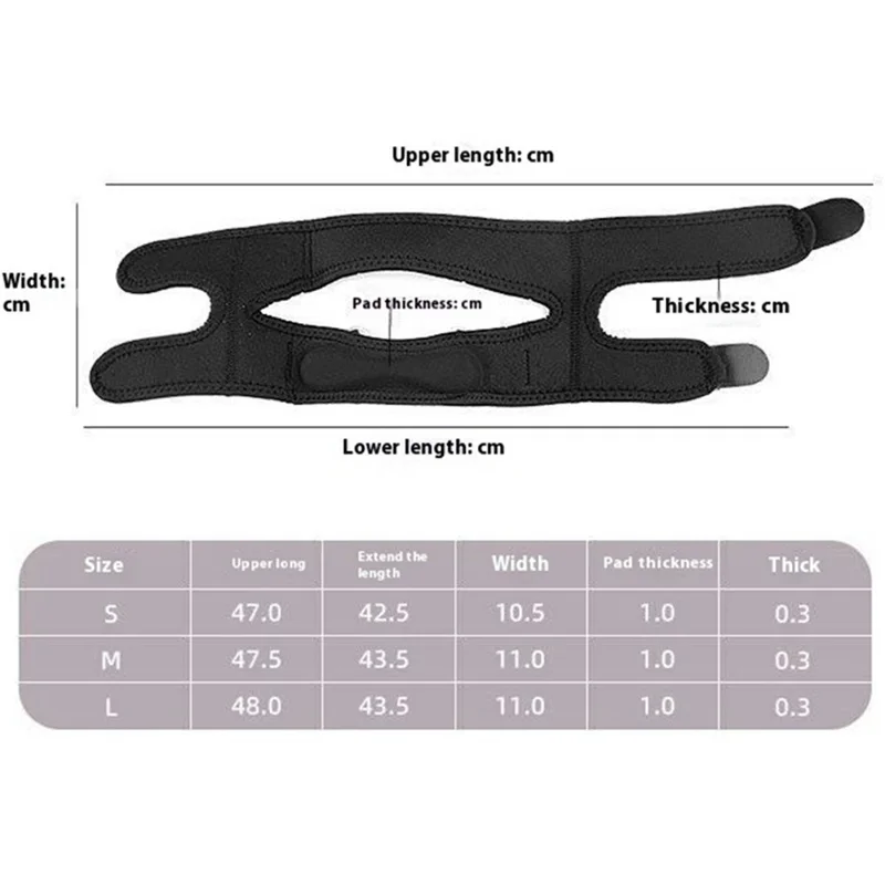 125 1Pc Double Knee Strap Patella Support Brace Adjustable Compression for Sports / Running / Gym - Black / S