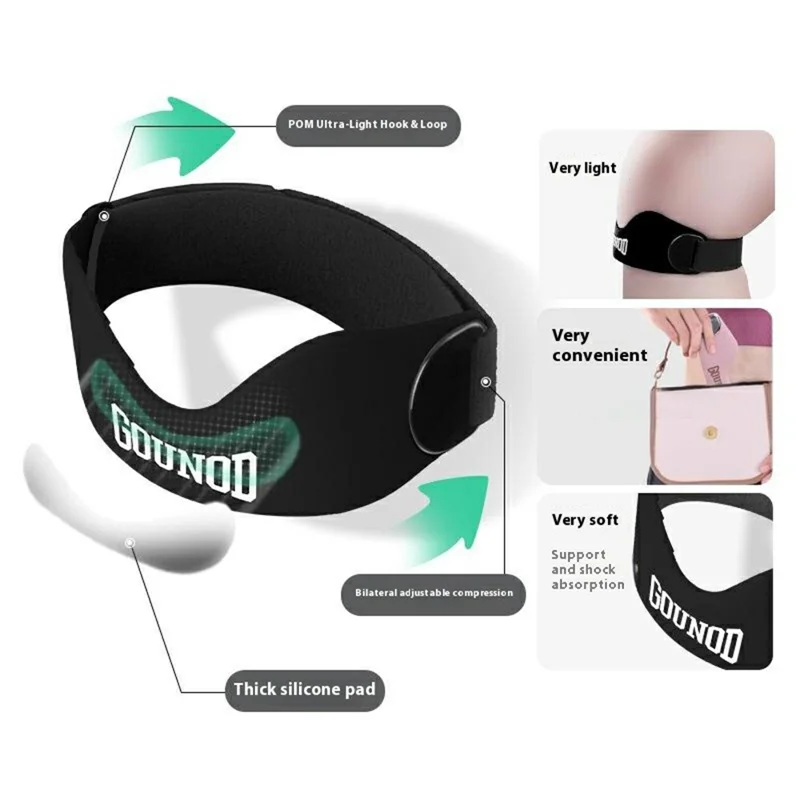 GOUNOD BGD001 1Pc Professional Knee Support for Basketball Running Sports Silicone Patella Strap - Black