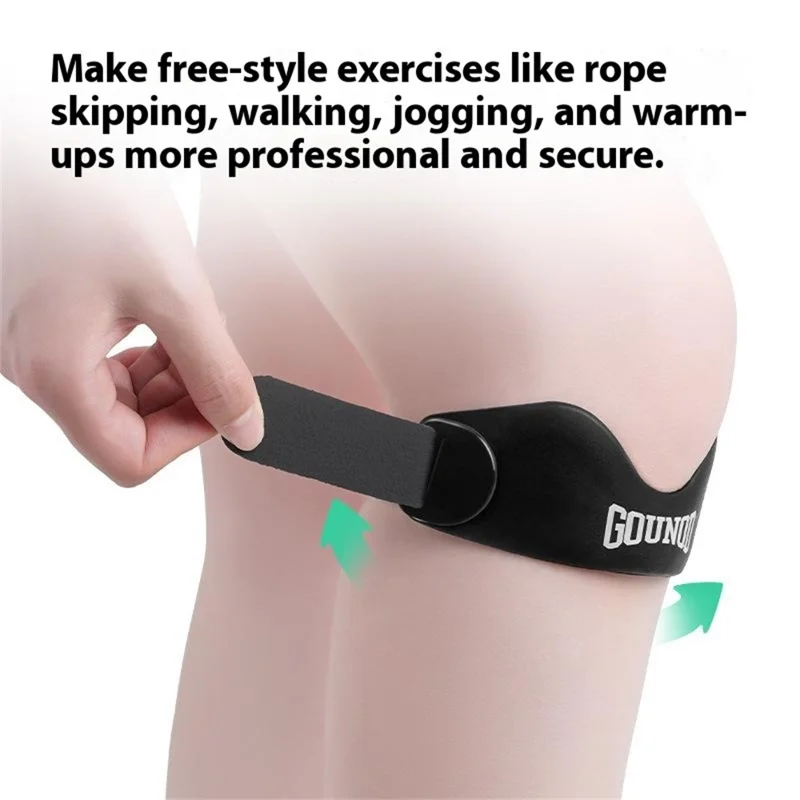 GOUNOD BGD001 1 Paio di Fasce Rotulee Professionali per Basket Corsa Sport Silicone Supporto per il Ginocchio - Nero