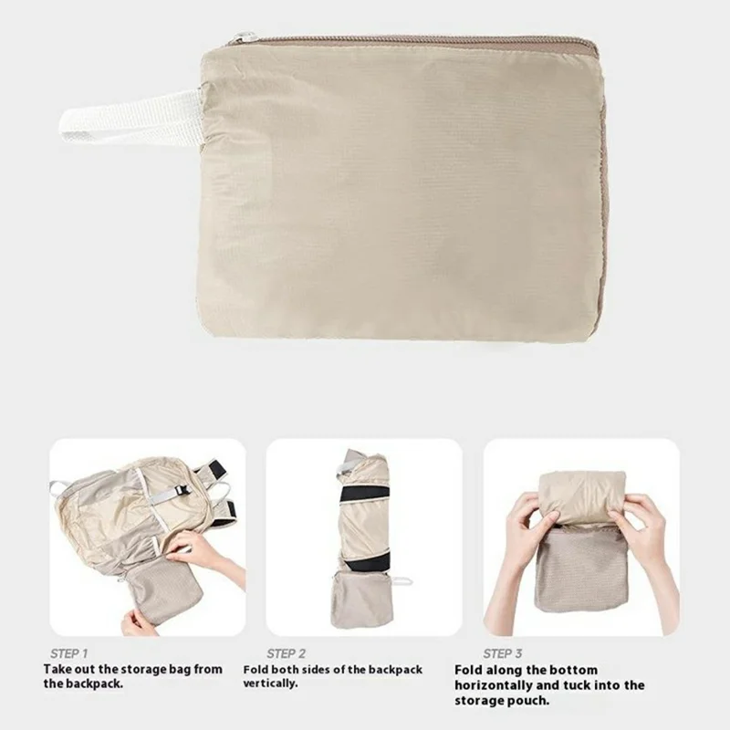 25L Ultralight Waterproof Nylon Daypack for Camping Travel Outdoor Hiking Foldable Backpack - Khaki