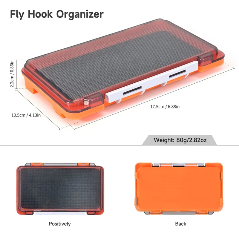 LEOFISHING 28342 ABS Artificial Fly Lures Fishing Flies Storage Box Fishing Lure Organizer Waterproof - Orange