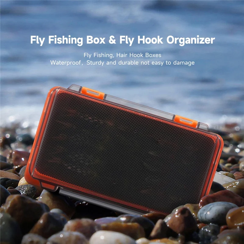 LEOFISHING 28342 ABS Artificial Fly Lures Fishing Flies Storage Box Fishing Lure Organizer Waterproof - Orange