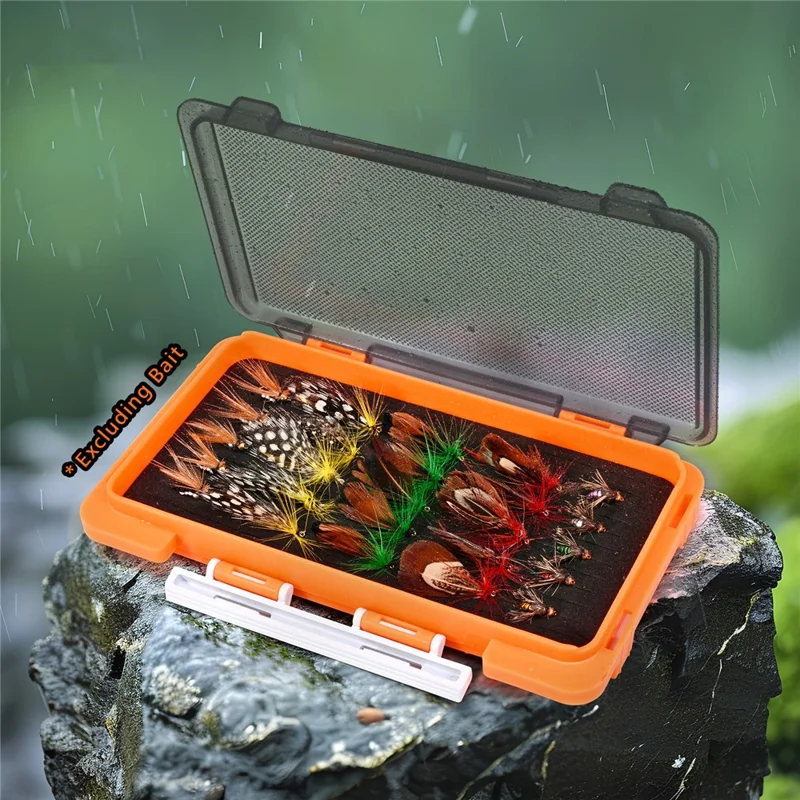 LEOFISHING 28342 ABS Artificial Fly Lures Fishing Flies Storage Box Fishing Lure Organizer Waterproof - Orange