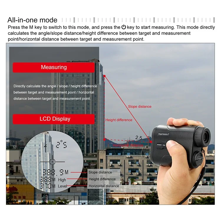 KAEMEASU Rechargeable Telescope Laser Rangefinder Distance Meter for Golf Hunting - KM-M450