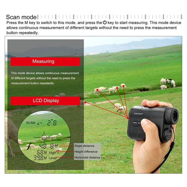 KAEMEASU Rechargeable Telescope Laser Rangefinder Distance Meter for Golf Hunting - KM-M600