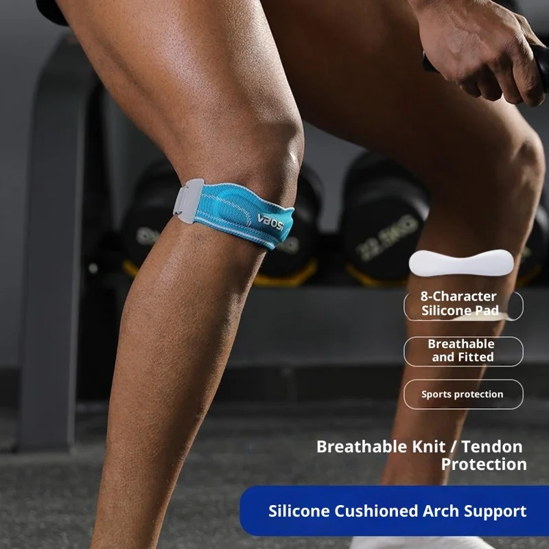 VBOSI 4087V 1Pc One Size Fits All Knee Strap Brace Patella Shock Absorption Knee Support Wicking Patella Protective Gear - Navy Blue