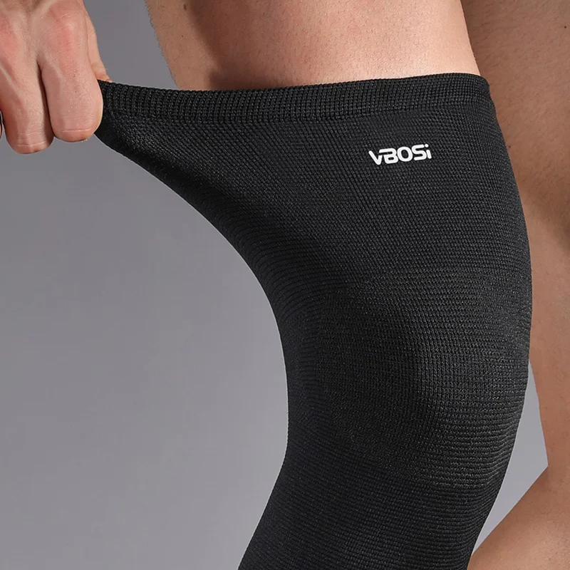 VBOSI 0467V 1Pc XL Size Full Knee Sleeve Long Compression Leg Brace 3D Knitted Knee Protector for 50-60cm Leg Circumference - Black