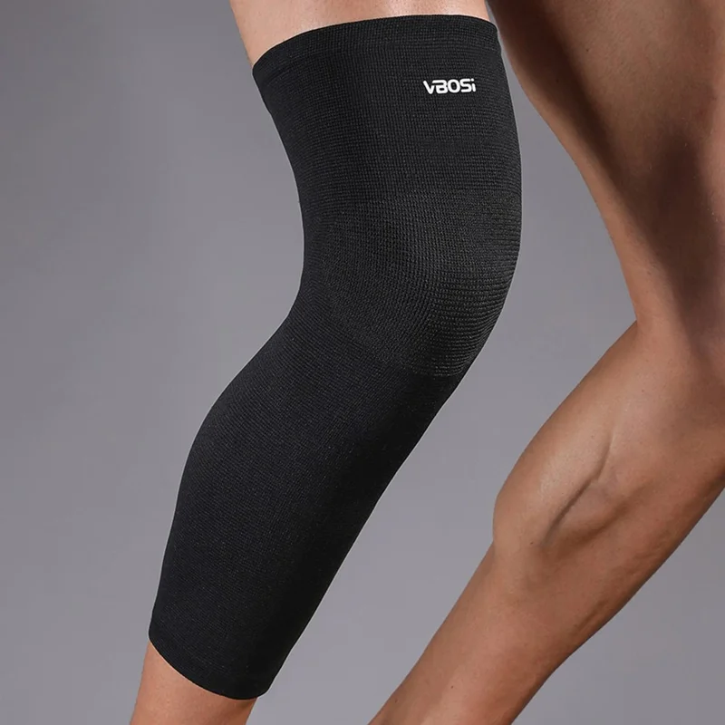 VBOSI 0467V 1Pc XL Size Full Knee Sleeve Long Compression Leg Brace 3D Knitted Knee Protector for 50-60cm Leg Circumference - Black