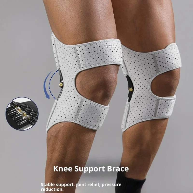 VBOSI 1103V 1Pair M Size Knee Joint Support Brace Outdoor Hiking Sports Knee Patella Booster for 30-43cm Leg Circumference - Grey