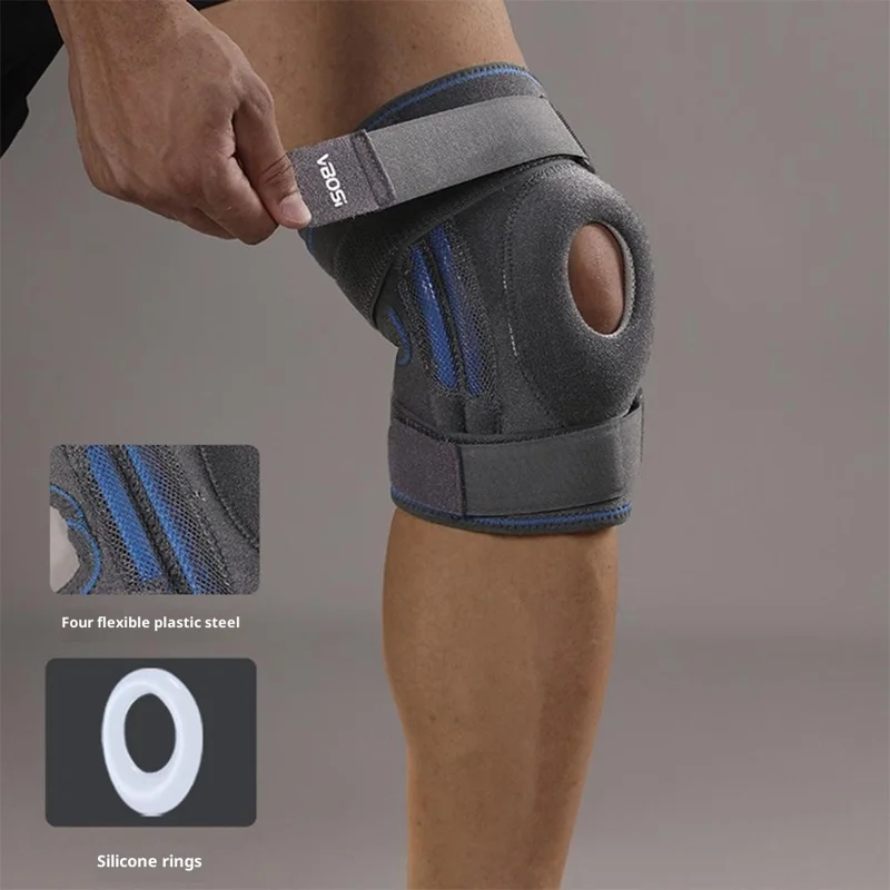 VBOSI 0538V 1Pc Size L For Basketball Volleyball Open Patella Knee Brace Support Stabilizer Compression Sleeve - Black