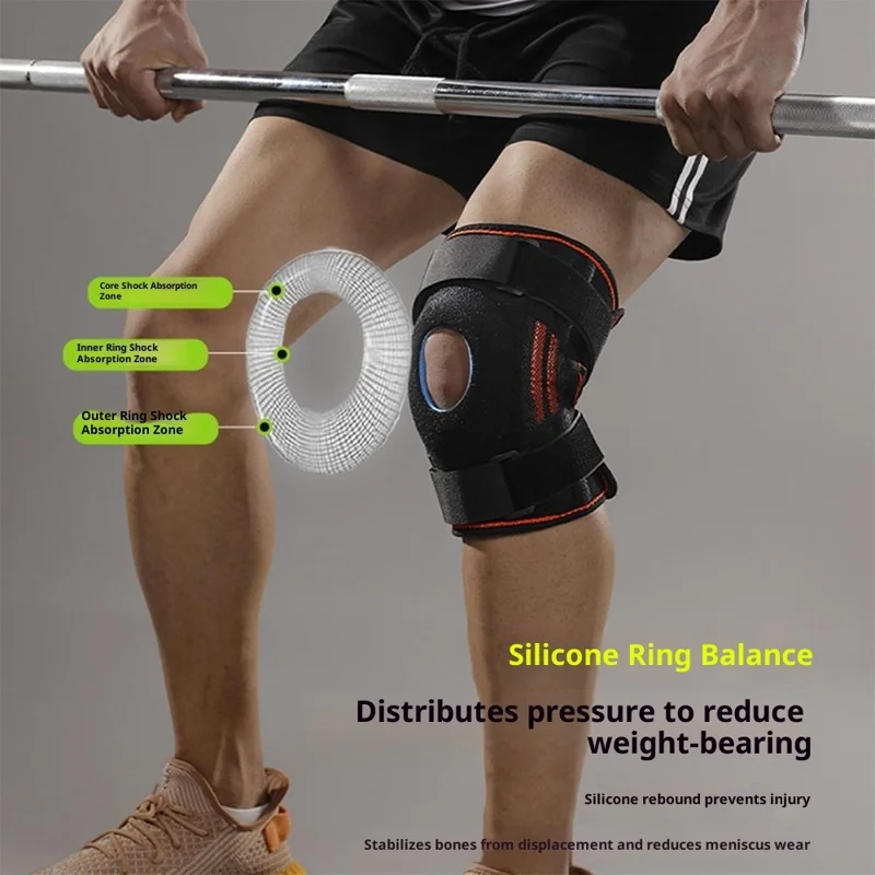 VBOSI 0538V 1Pc Size L For Basketball Volleyball Open Patella Knee Brace Support Stabilizer Compression Sleeve - Black