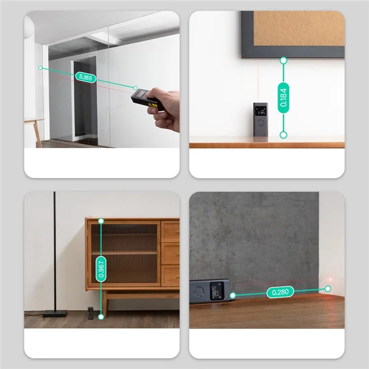 XIAOMI MJJGCJYD001QW Mini Medidor láser inteligente Herramienta de medición de distancia Telémetro portátil para interiores y exteriores - Negro 