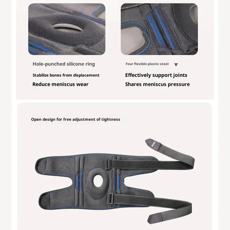 VBOSI 0538V 1Pc Size XL For Basketball Volleyball Open Patella Knee Brace Support Stabilizer Compression Sleeve - Dark Grey