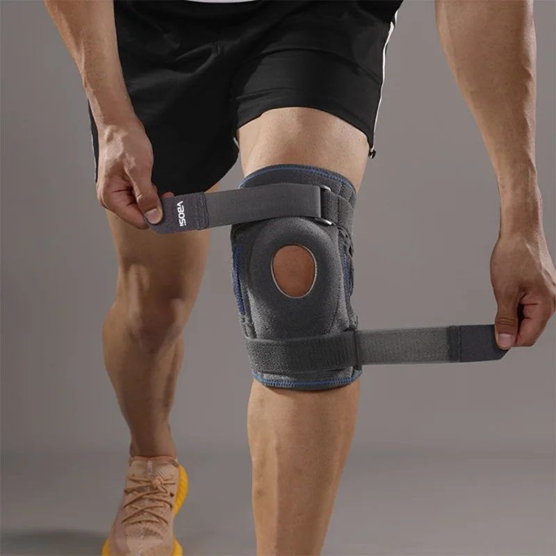 VBOSI 0538V 1Pc Size XL For Basketball Volleyball Open Patella Knee Brace Support Stabilizer Compression Sleeve - Dark Grey