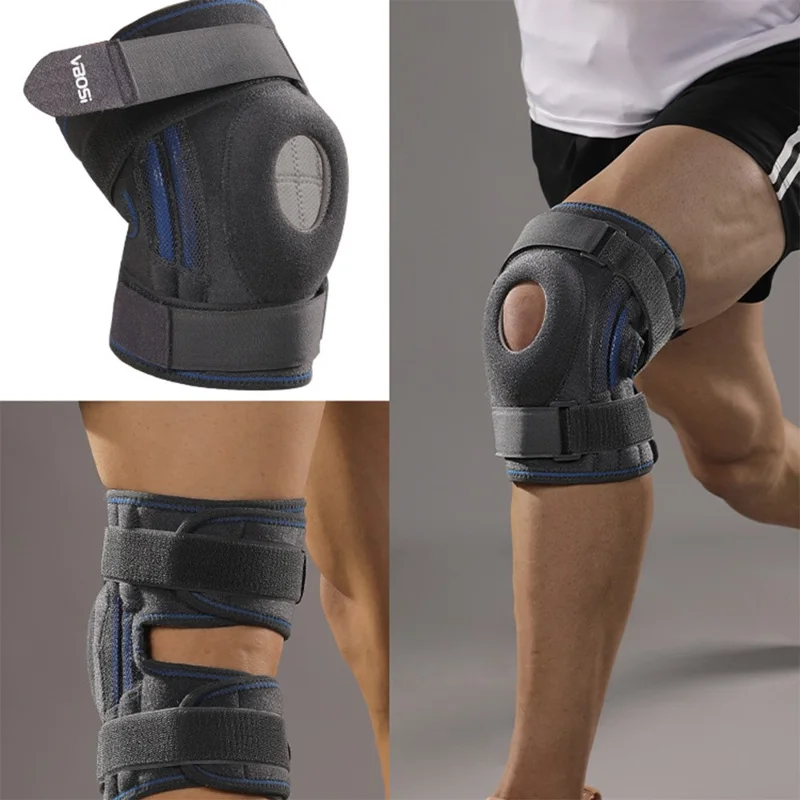 VBOSI 0538V 1Pc Size XL For Basketball Volleyball Open Patella Knee Brace Support Stabilizer Compression Sleeve - Dark Grey